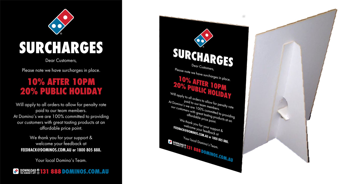 Surcharge Counter Card